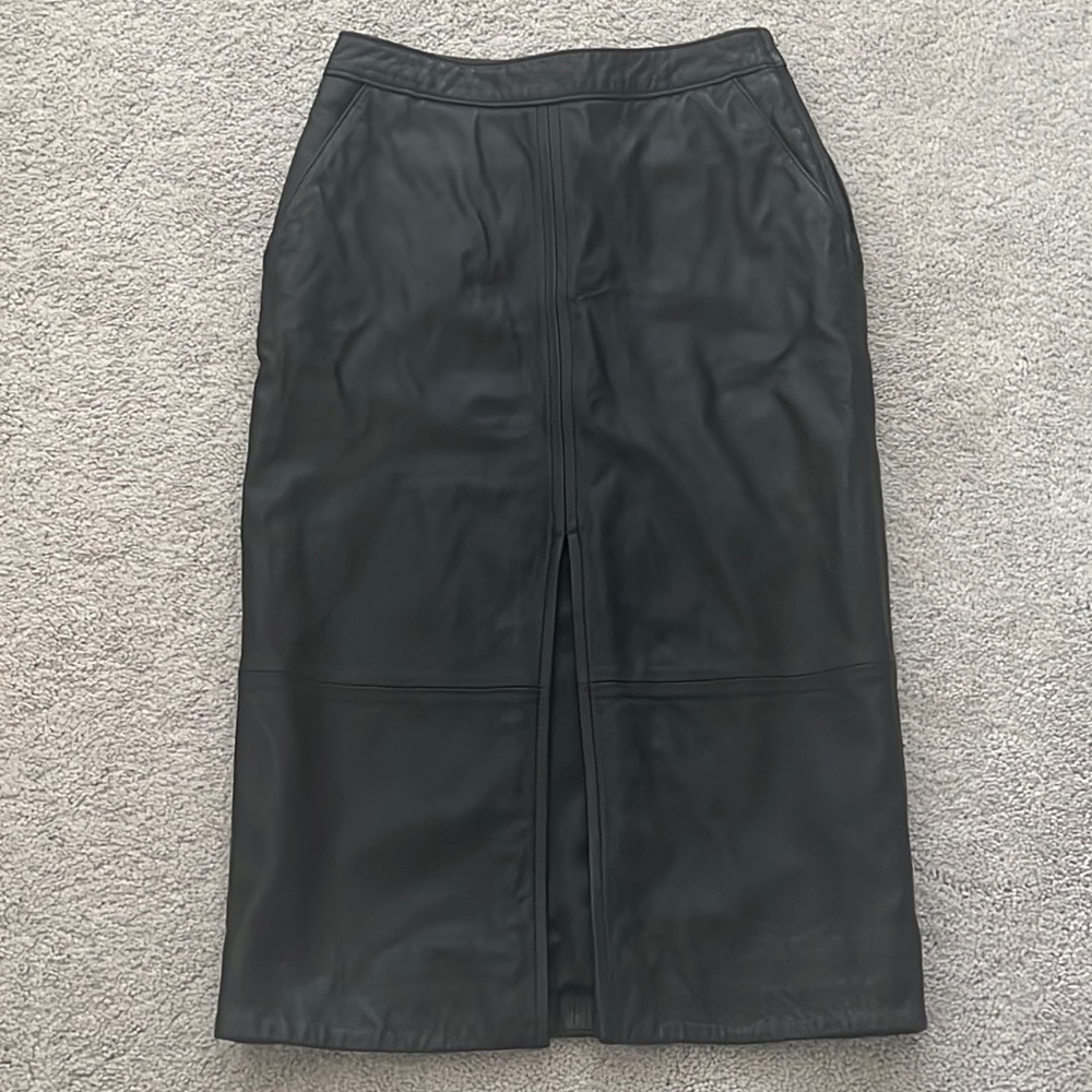 H&M Real Leather Skirt in a size 4 with a slit in the front!